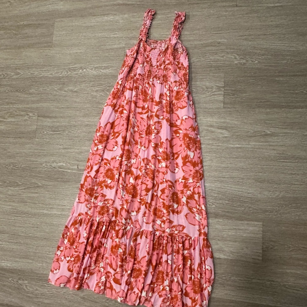 Floral Pink and Orange Maxi Dress